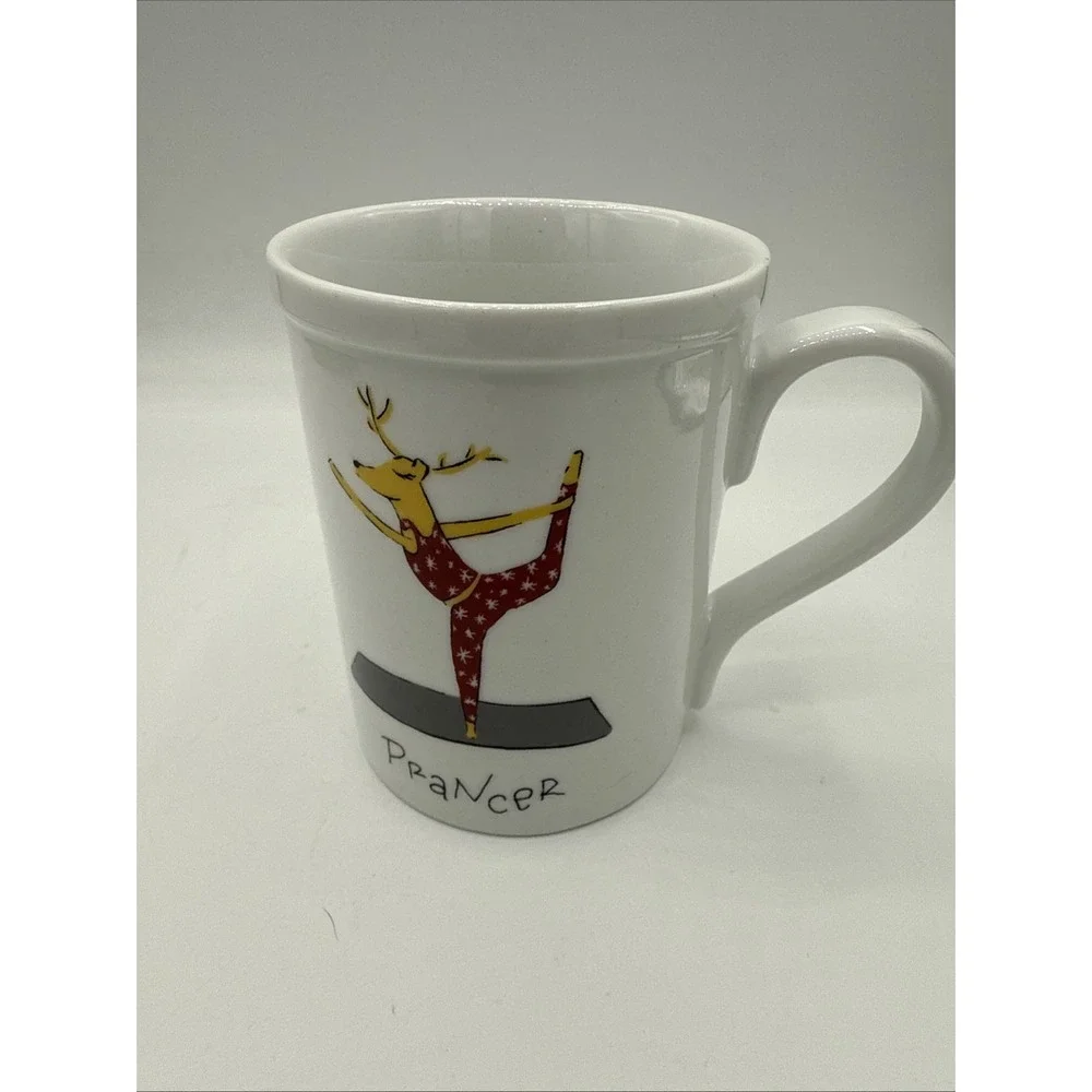 Pottery Barn Santa's Reindeer Mug PRANCER YOGA Porcelain EUC